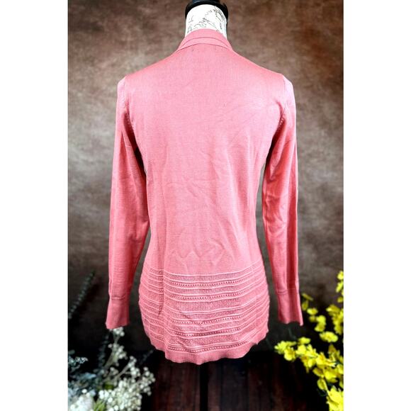 Lety & Me Gabby Pointelle Detailed Cardigan - Coral - size S - Picture 8 of 10